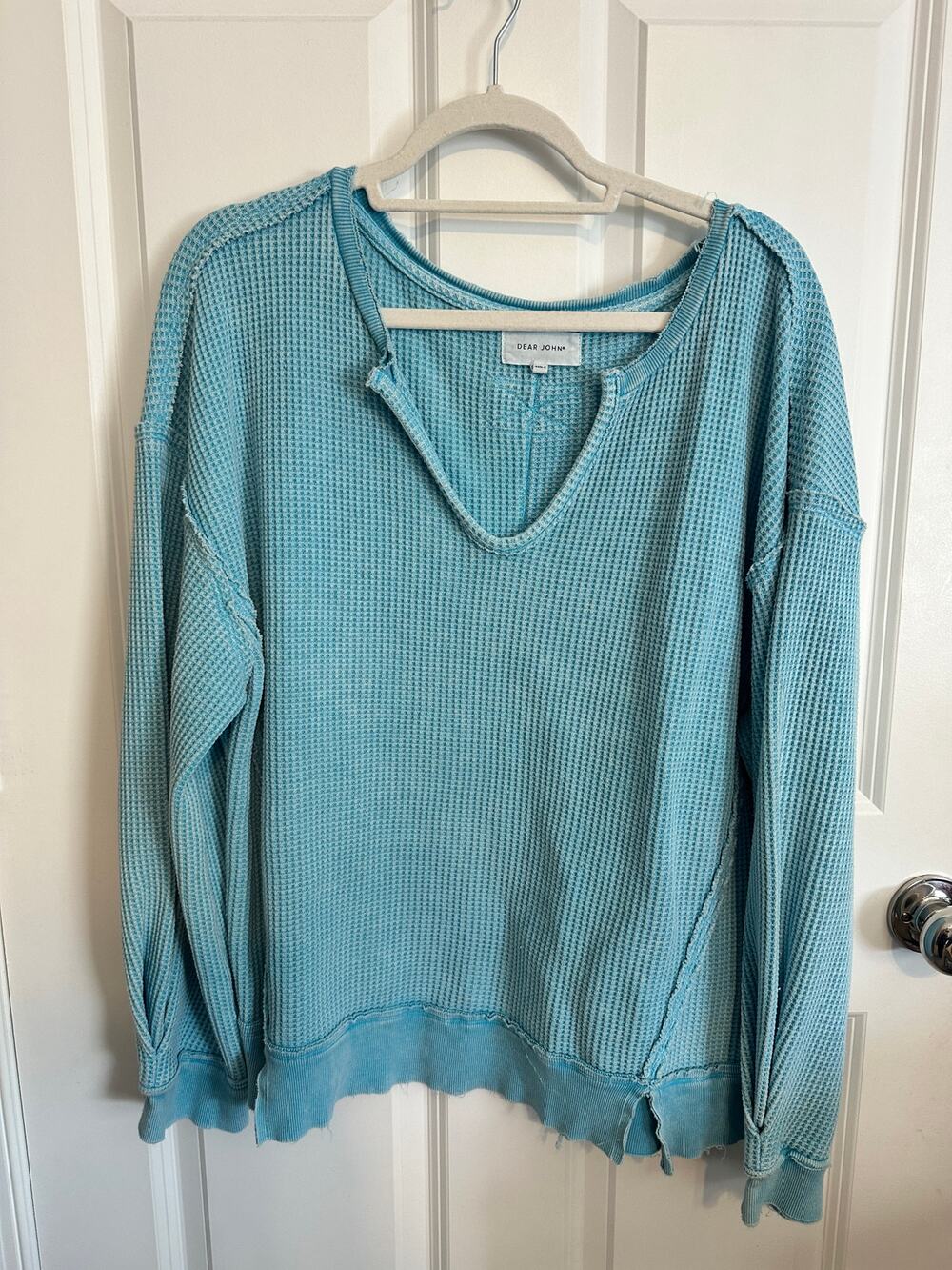 Dear John Turquoise Knit Thermal Pullover Large